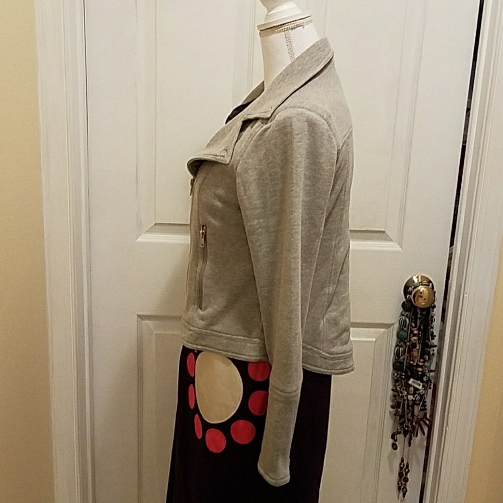 Cynthia Rowley Grey Moto Sweatshirt Jacket Size S - Picture 3 of 8